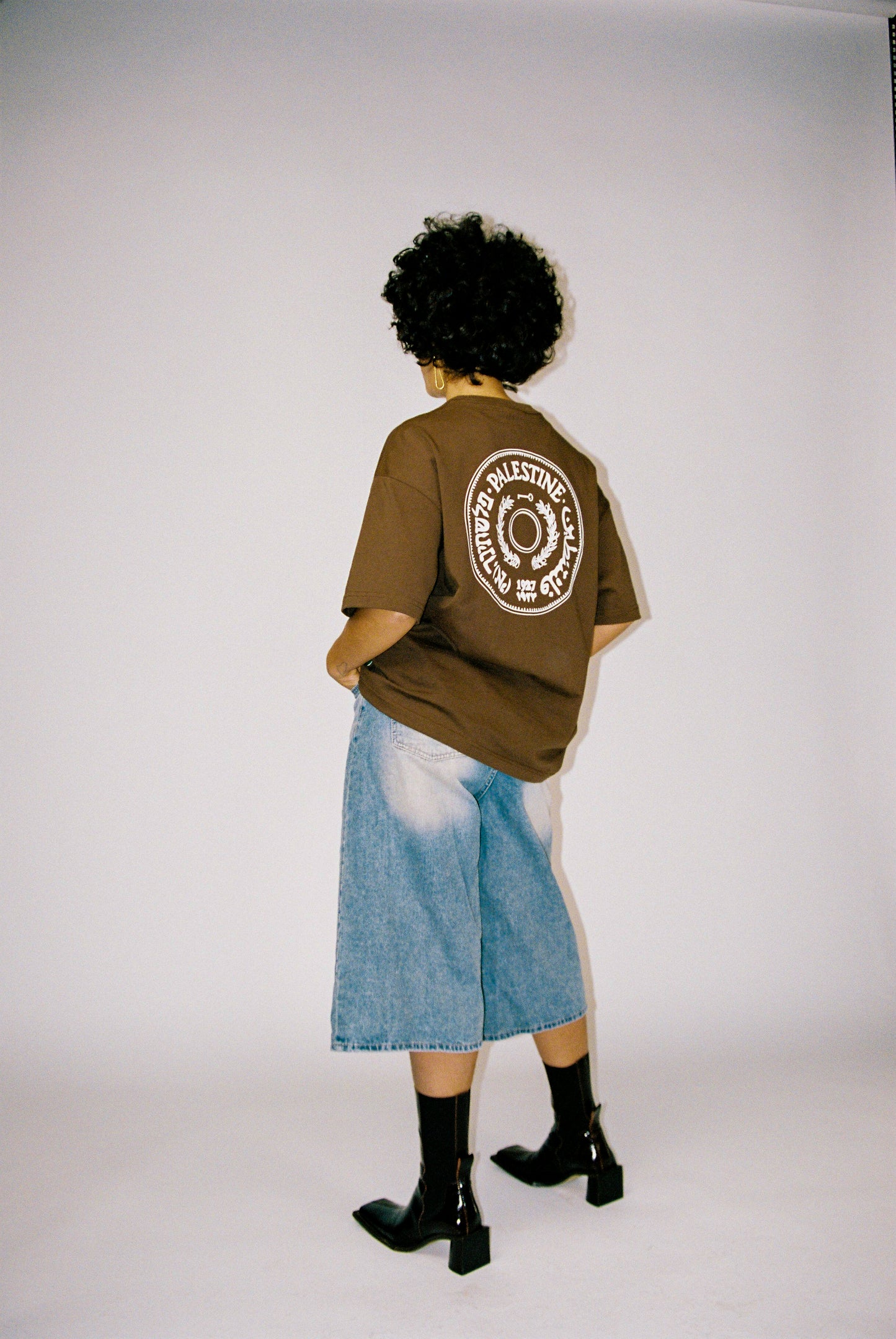 BLURRY PALESTINE 1927 COIN T-Shirt (Mocha Brown/White)