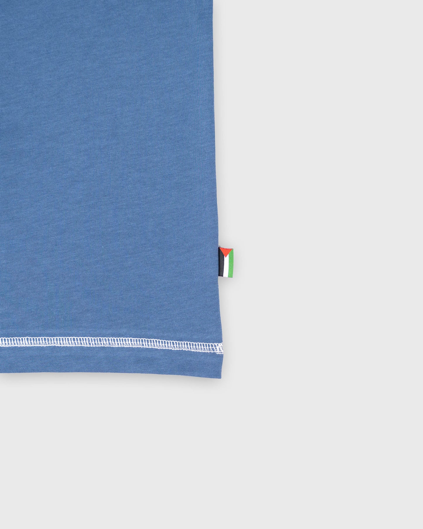 BLURRY PALESTINE POSTAGE STAMP T-Shirt (Steel Blue/White)