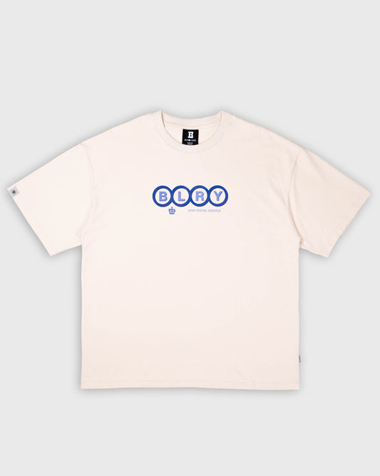 BLURRY RTM POSTAL SERVICE T-Shirt (Cream/Blue)