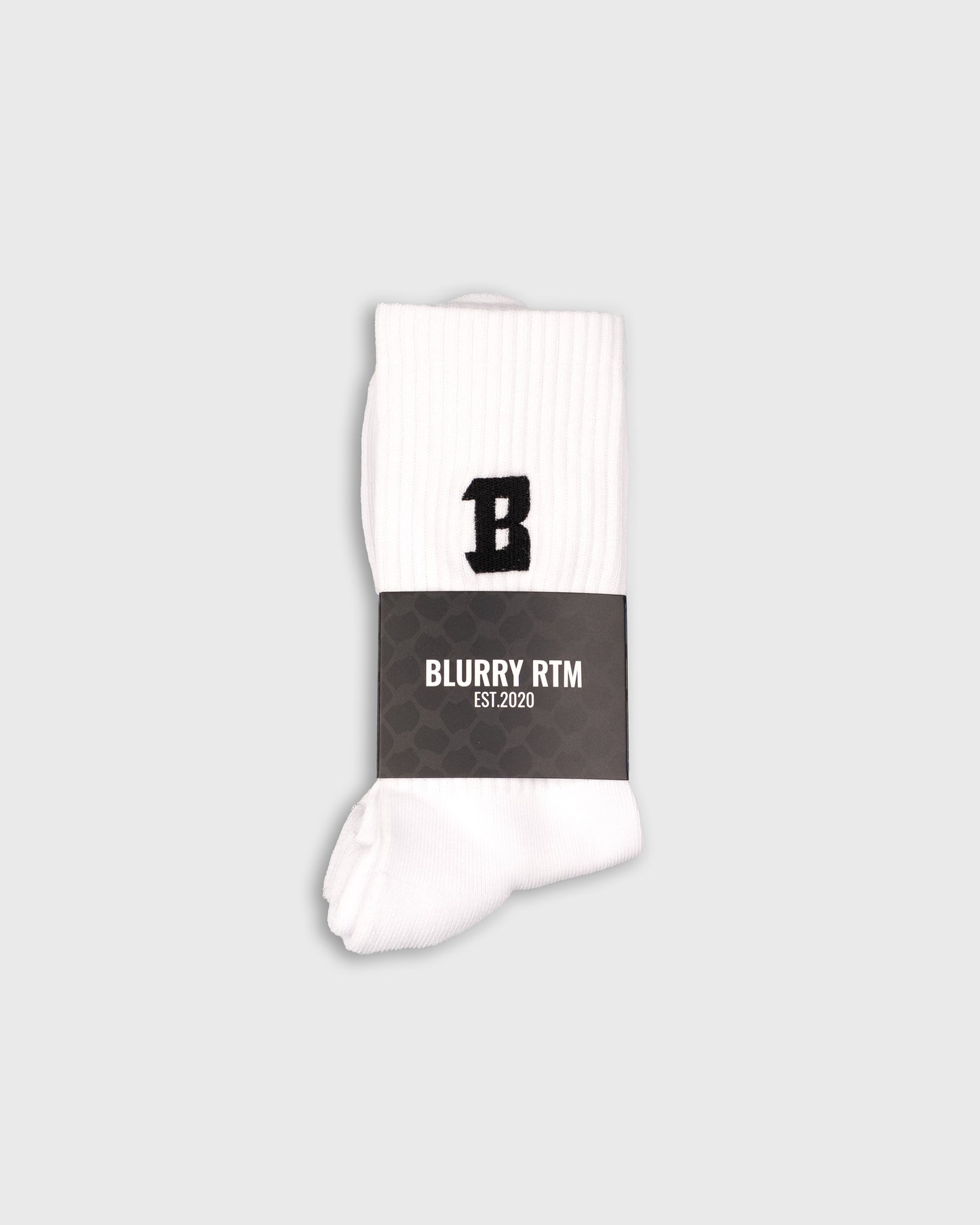Blurry B Logo Cushioned Crew Socks 2-Pack (White)