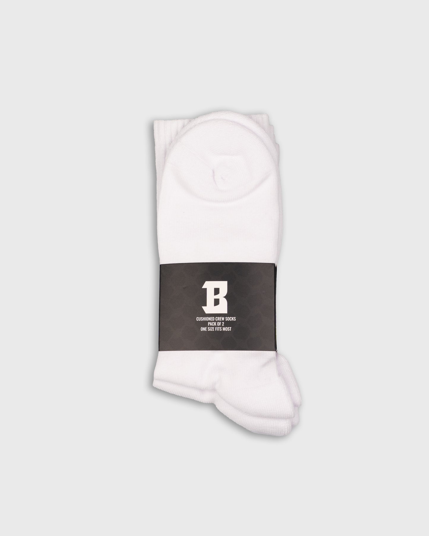 Blurry B Logo Cushioned Crew Socks 2-Pack (White)