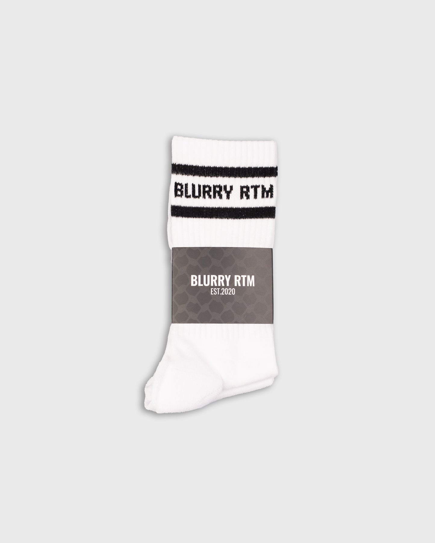 BLURRY RTM Stripes Cushioned Crew Socks 2-Pack (White/Black)