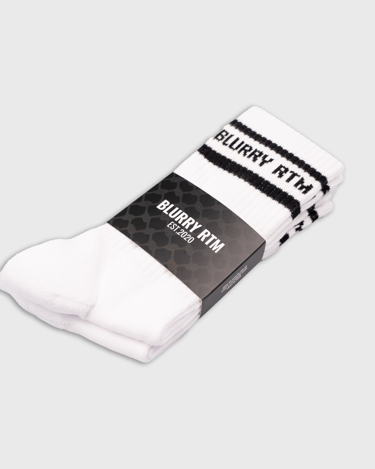 BLURRY RTM Stripes Cushioned Crew Socks 2-Pack (White/Black)