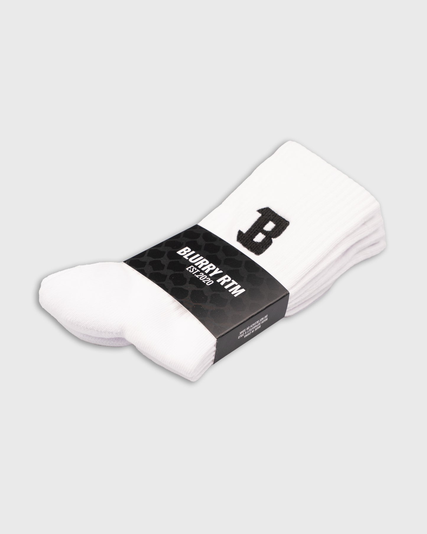 Blurry B Logo Cushioned Crew Socks 2-Pack (White)