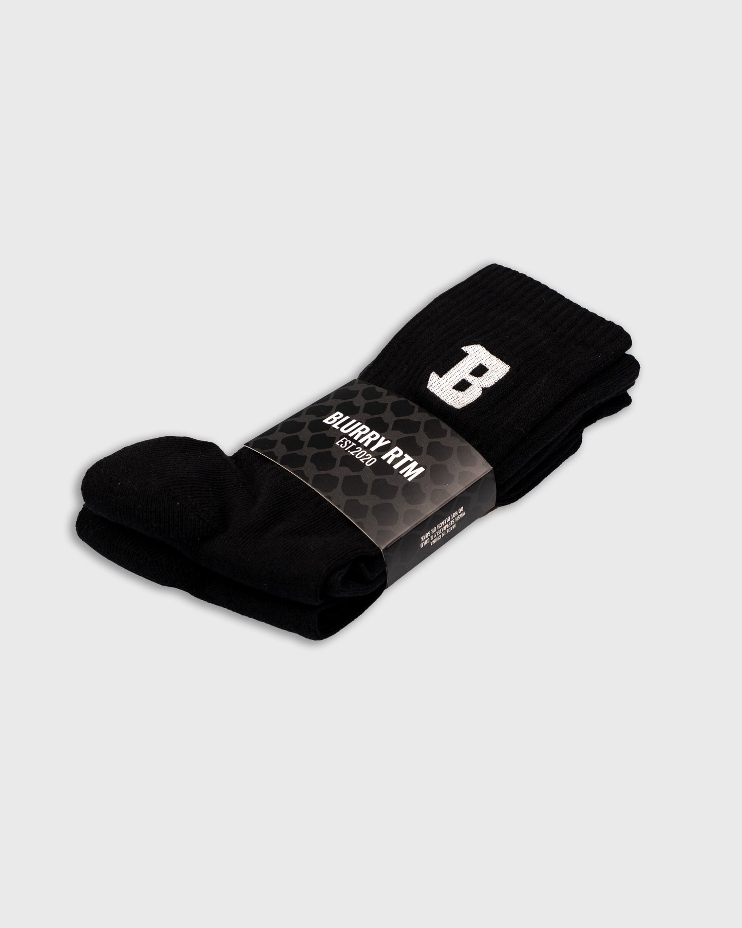 Blurry B Logo Cushioned Crew Socks 2-Pack (Black)