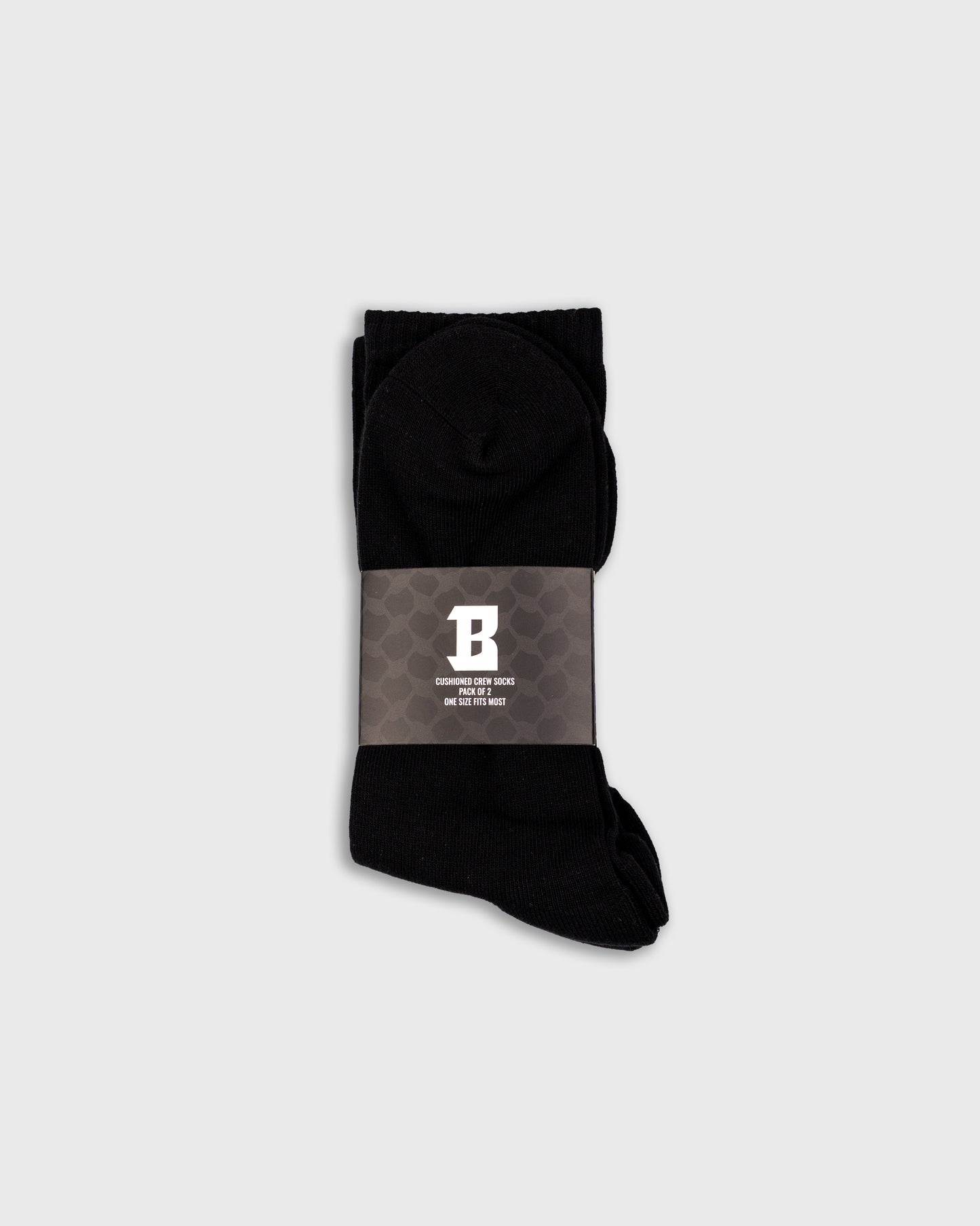Blurry B Logo Cushioned Crew Socks 2-Pack (Black)