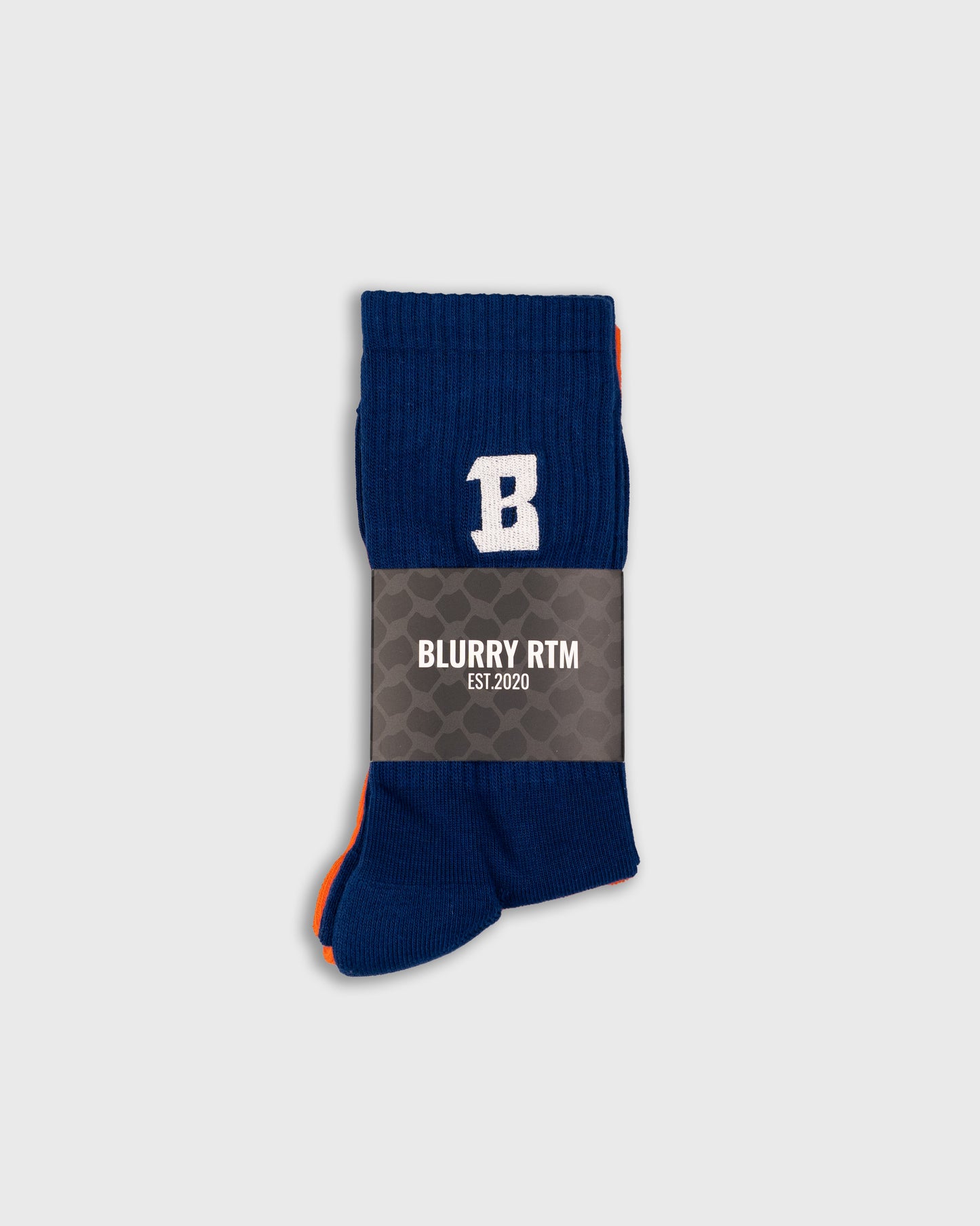 Blurry B Logo Cushioned Crew Socks 2-Pack (Blue/Orange)