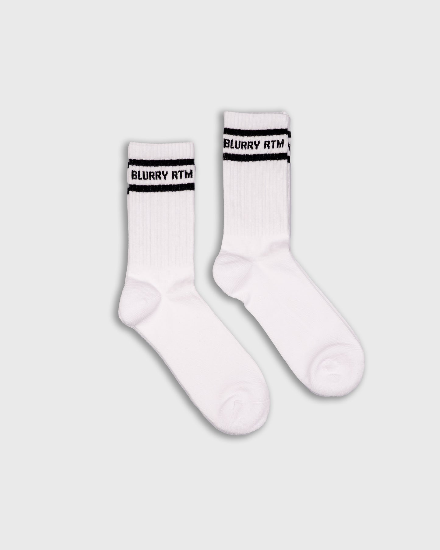 BLURRY RTM Stripes Cushioned Crew Socks 2-Pack (White/Black)