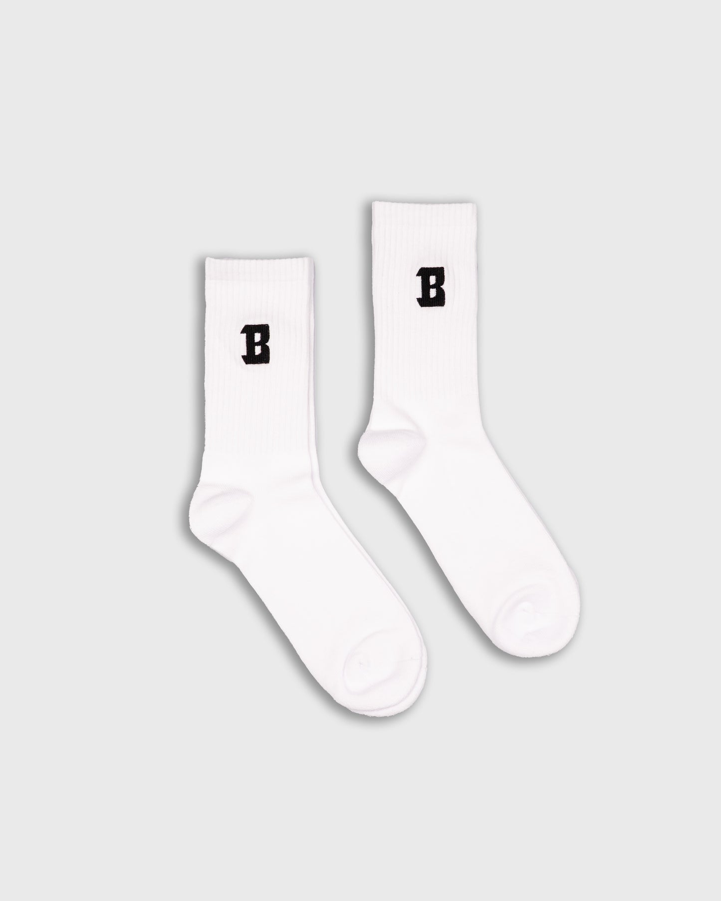 Blurry B Logo Cushioned Crew Socks 2-Pack (White)