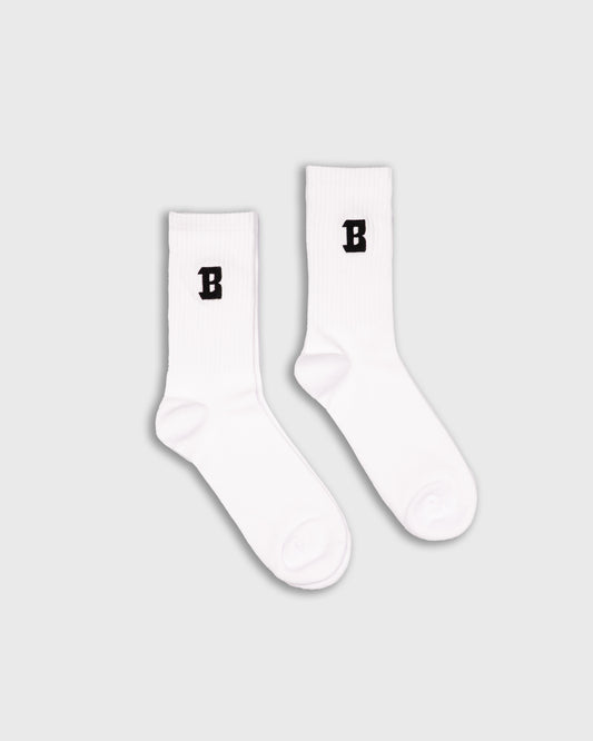 Blurry B Logo Cushioned Crew Socks 2-Pack (White)