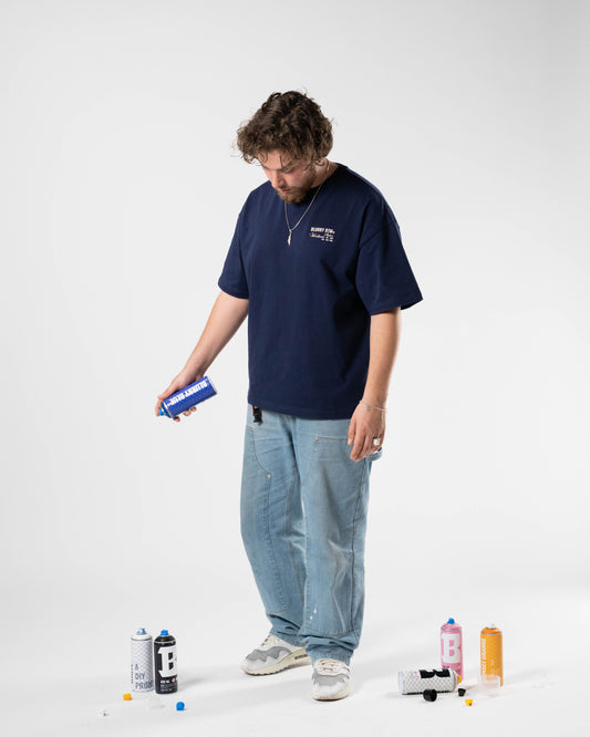 BLURRY RTM A DIY PROJECT T-Shirt (Navy Blue/Beige)