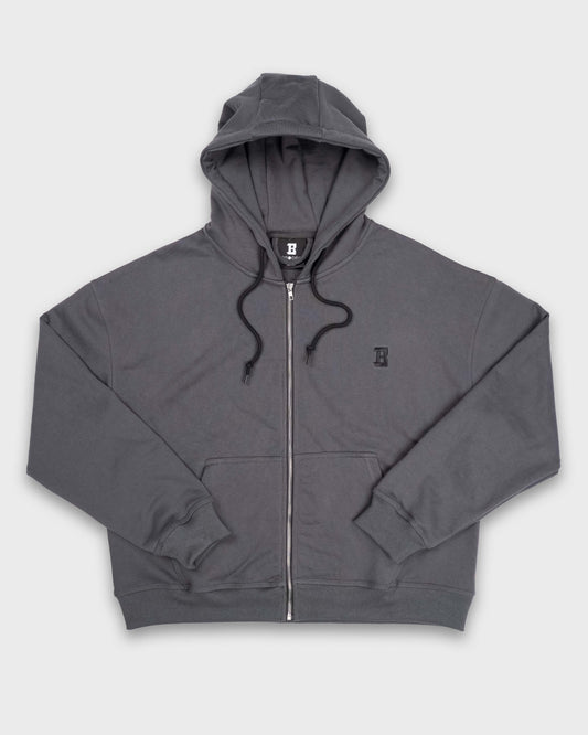 BLURRY RTM Cotton Hoodie Zip-Up (Charcoal Grey)