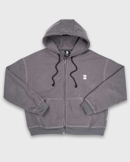 BLURRY RTM Canvas Workwear Hoodie Zip-Up (Steel Grey)