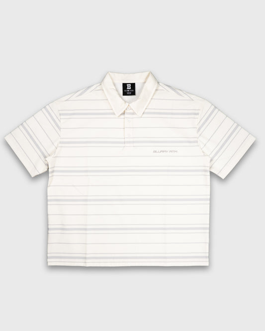 BLURRY RTM Striped Short-sleeves Polo T-Shirt (Creme/Silver)