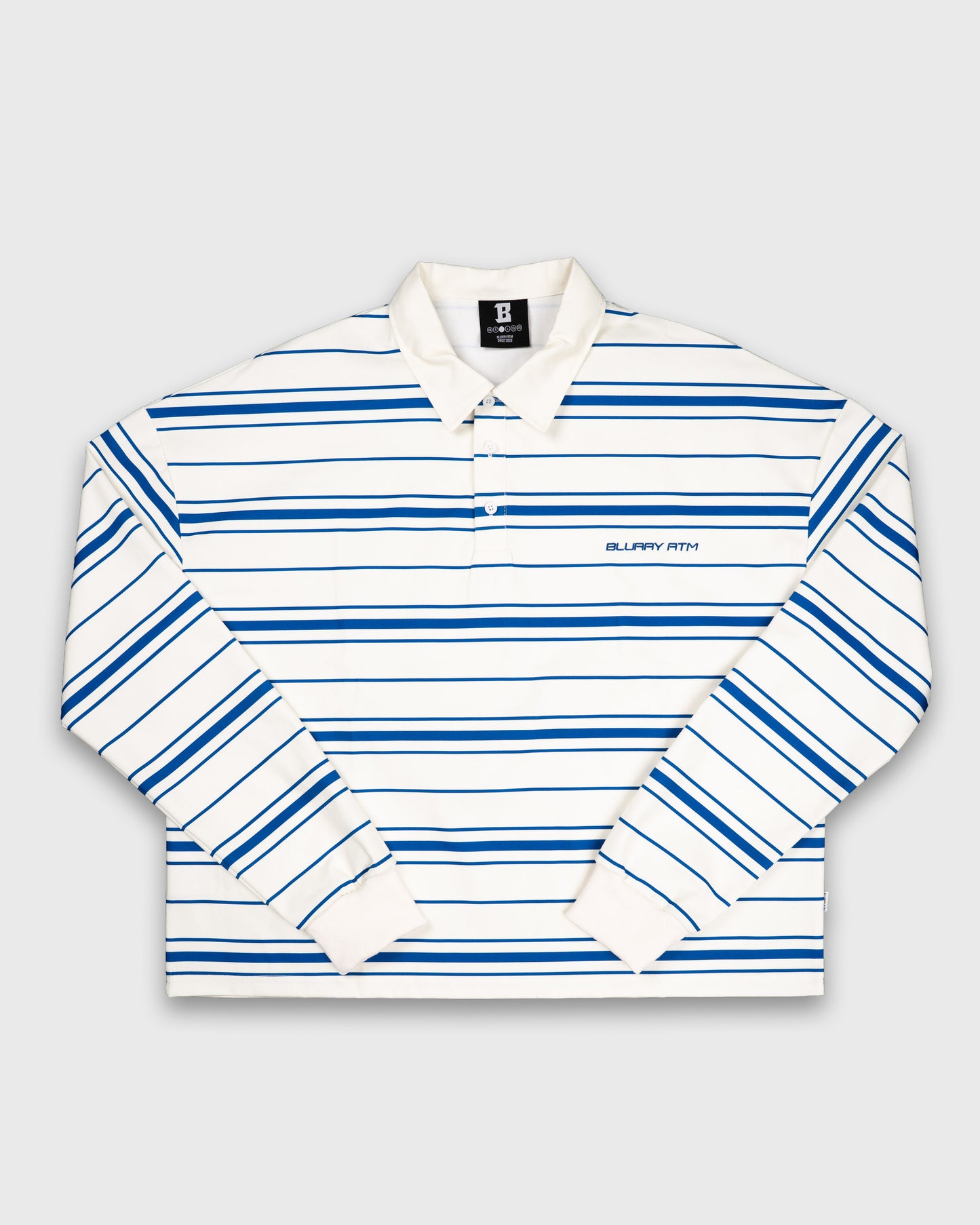 BLURRY RTM Striped Long-sleeves Polo T-Shirt (Creme/Blue)