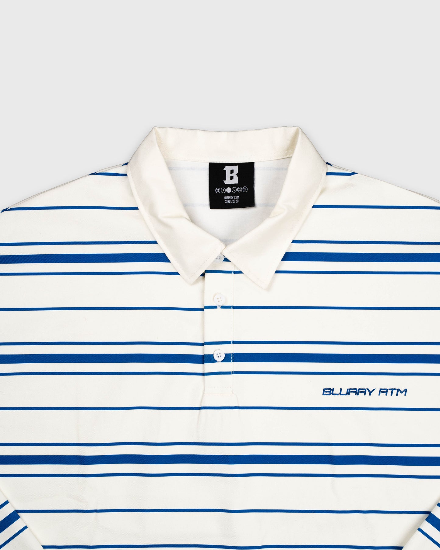 BLURRY RTM Striped Long-sleeves Polo T-Shirt (Creme/Blue)