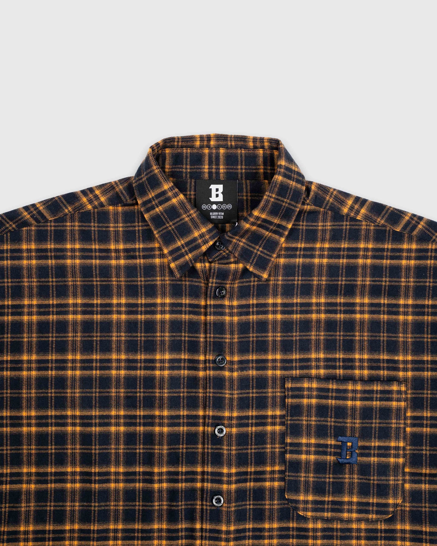 BLURRY RTM Flannel Shirt (Blue/Orange)