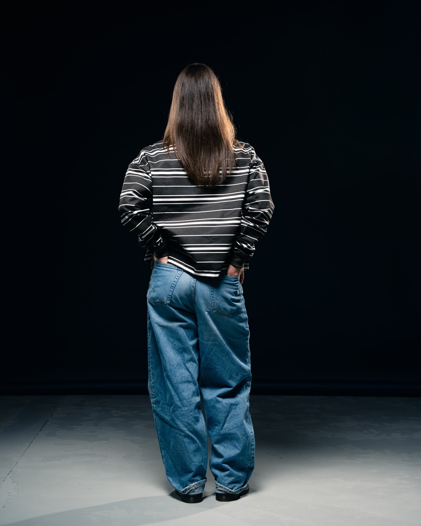 BLURRY RTM Striped Long-sleeves Polo T-Shirt (Brown/White)