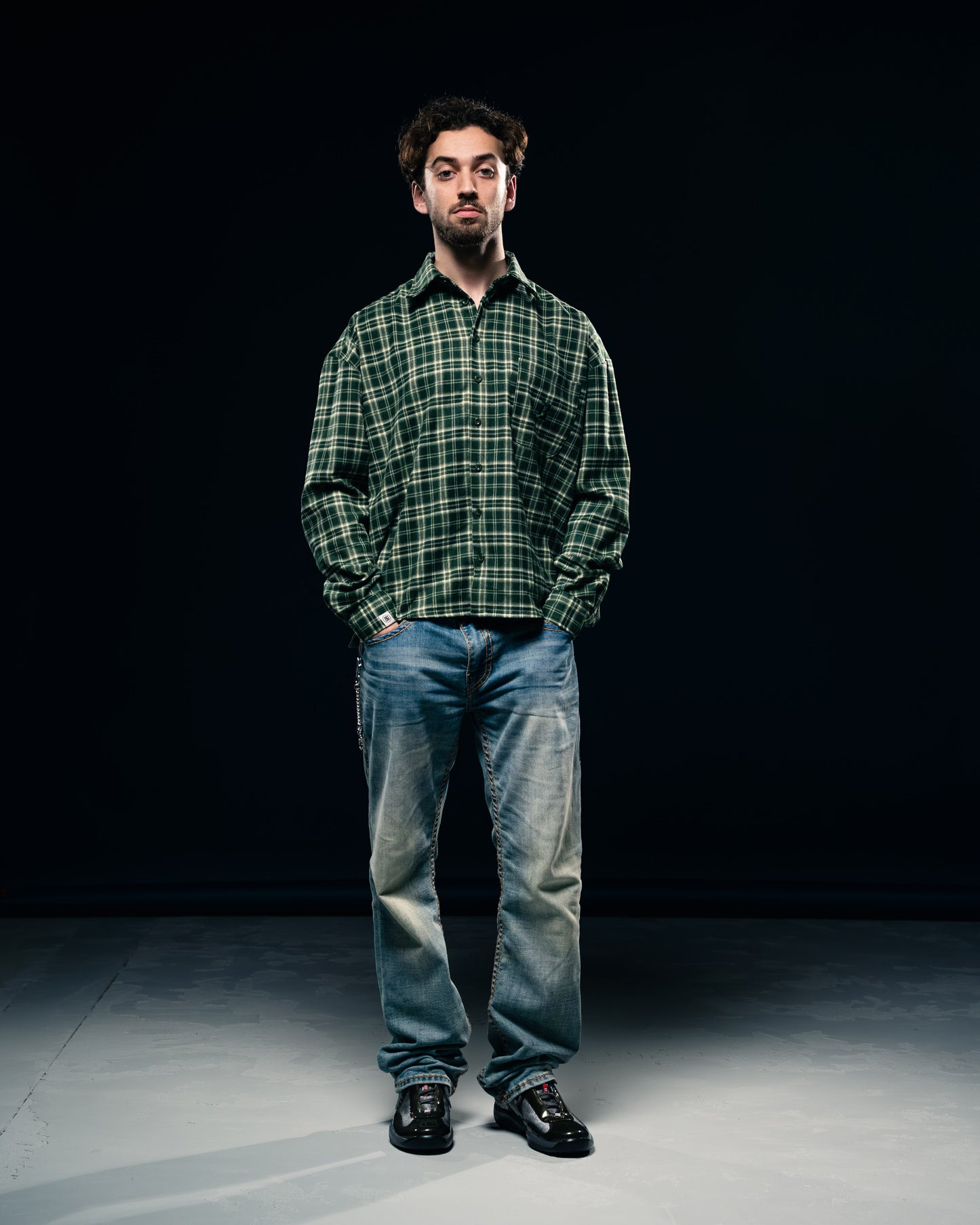 BLURRY RTM Flannel Shirt (Green/White)