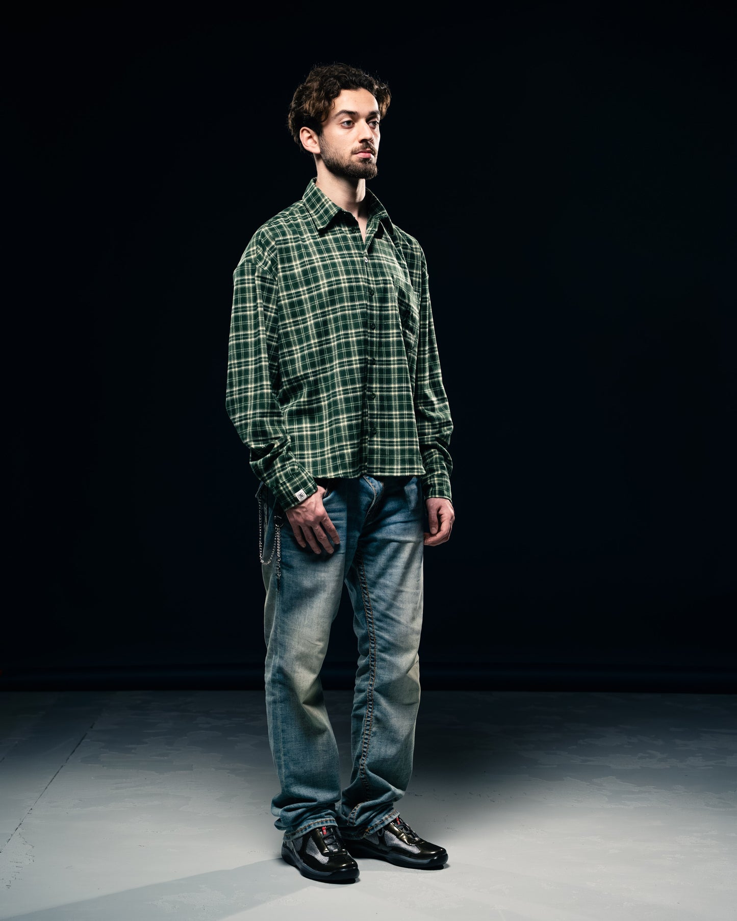 BLURRY RTM Flannel Shirt (Green/White)