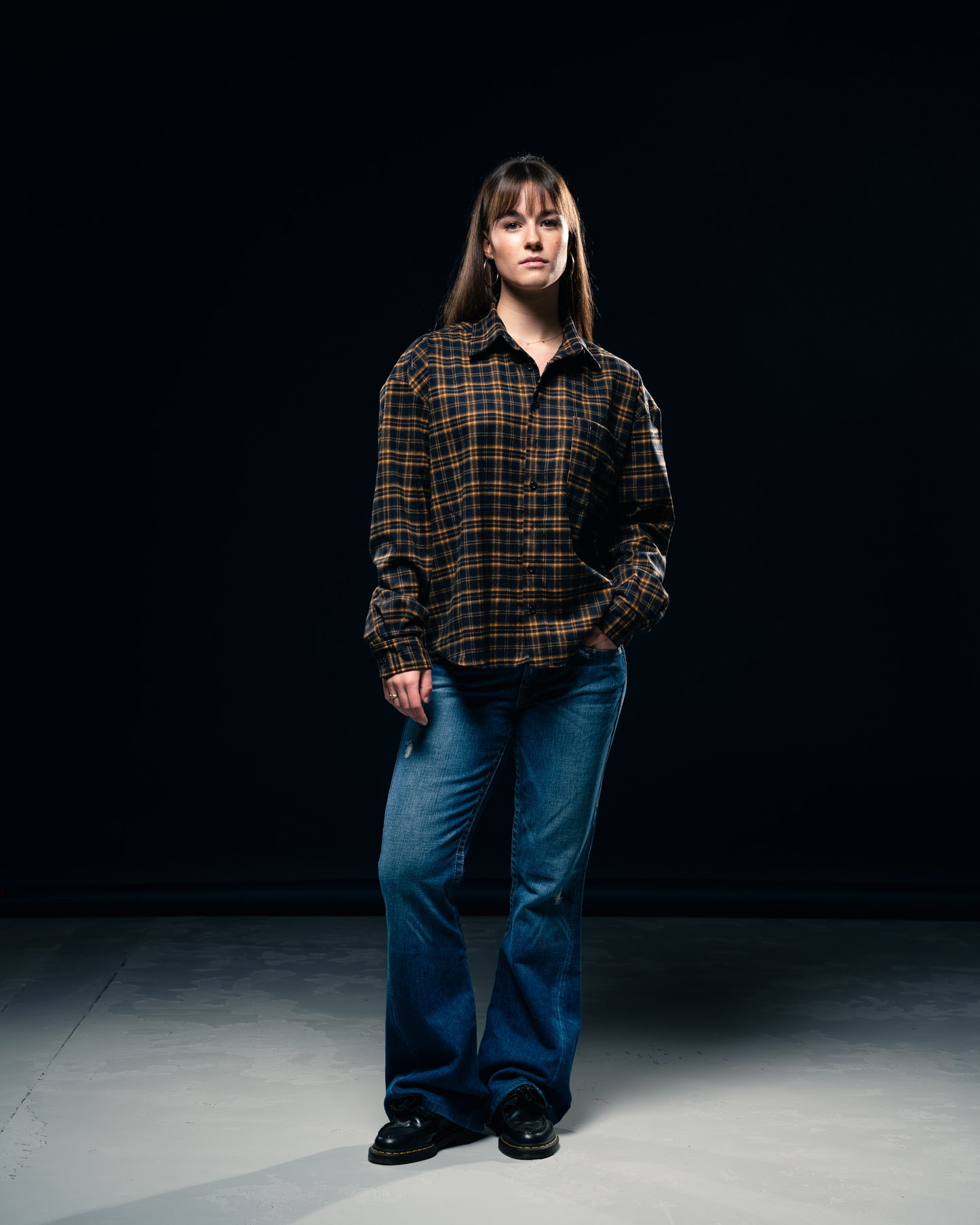 BLURRY RTM Flannel Shirt (Blue/Orange)