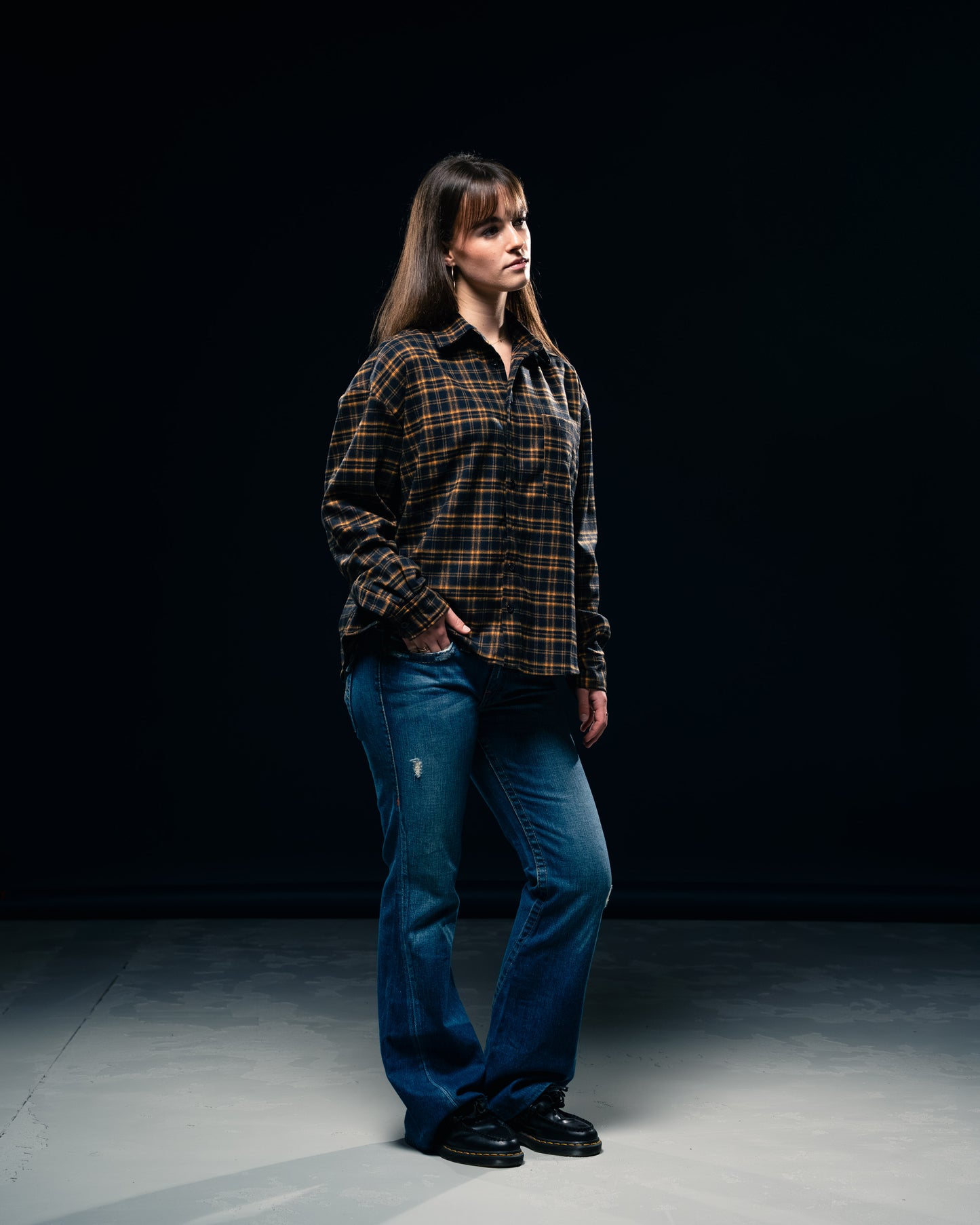 BLURRY RTM Flannel Shirt (Blue/Orange)