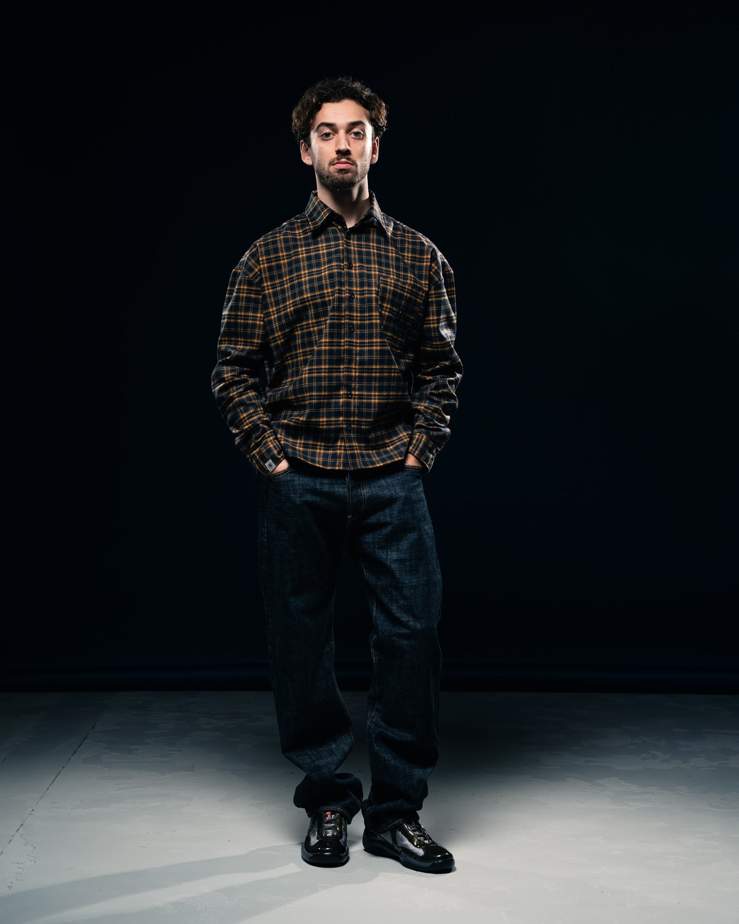 BLURRY RTM Flannel Shirt (Blue/Orange)