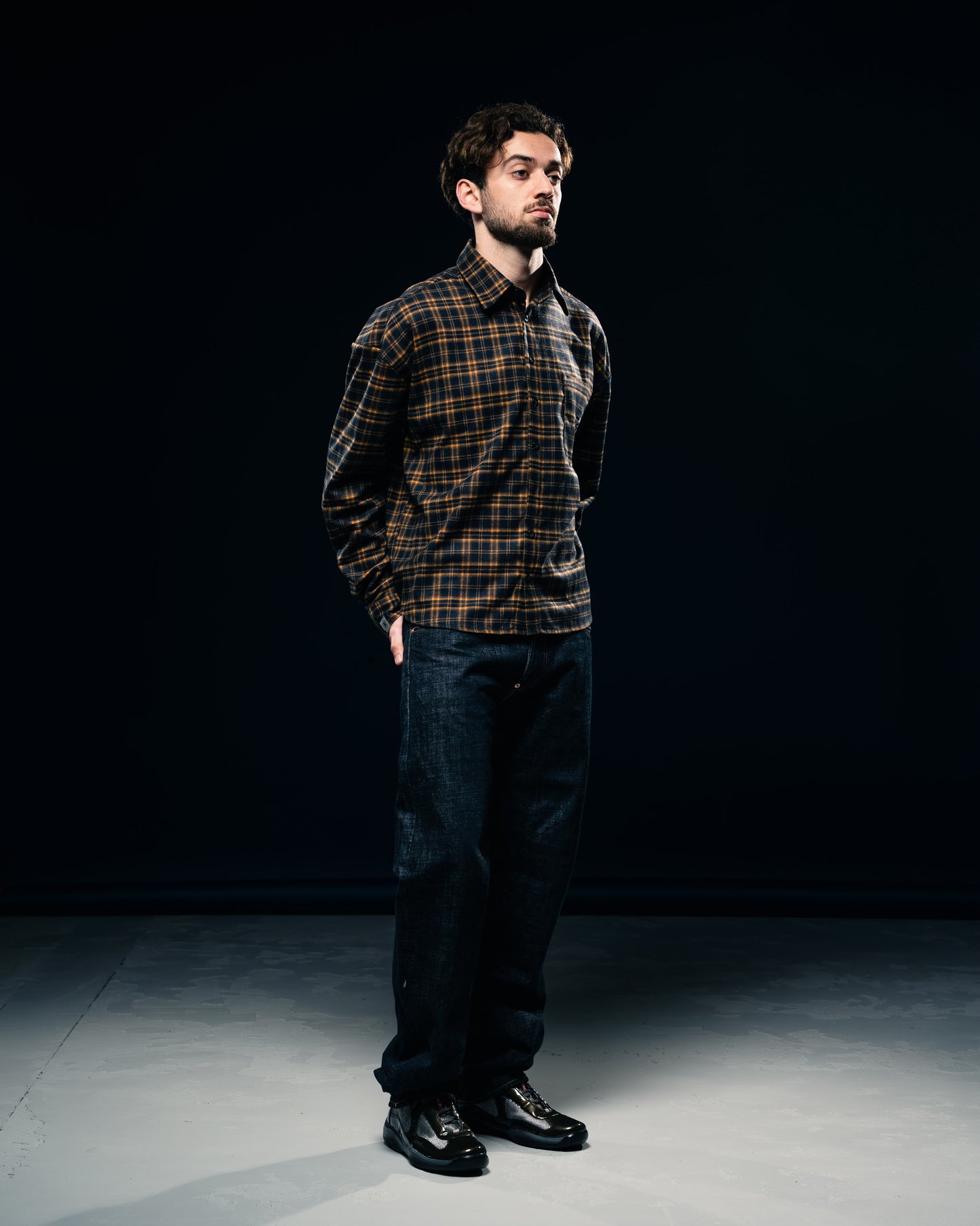 BLURRY RTM Flannel Shirt (Blue/Orange)