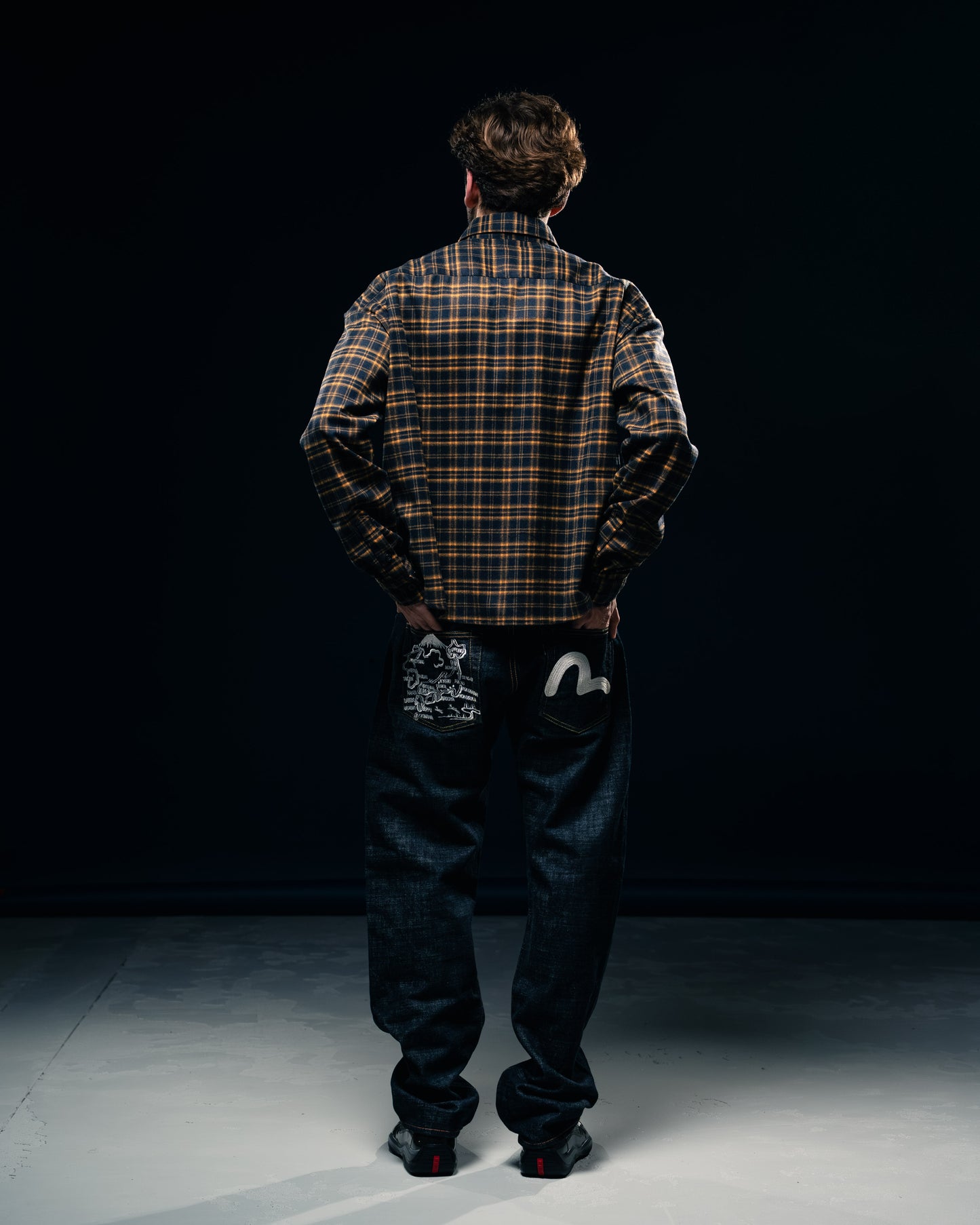 BLURRY RTM Flannel Shirt (Blue/Orange)