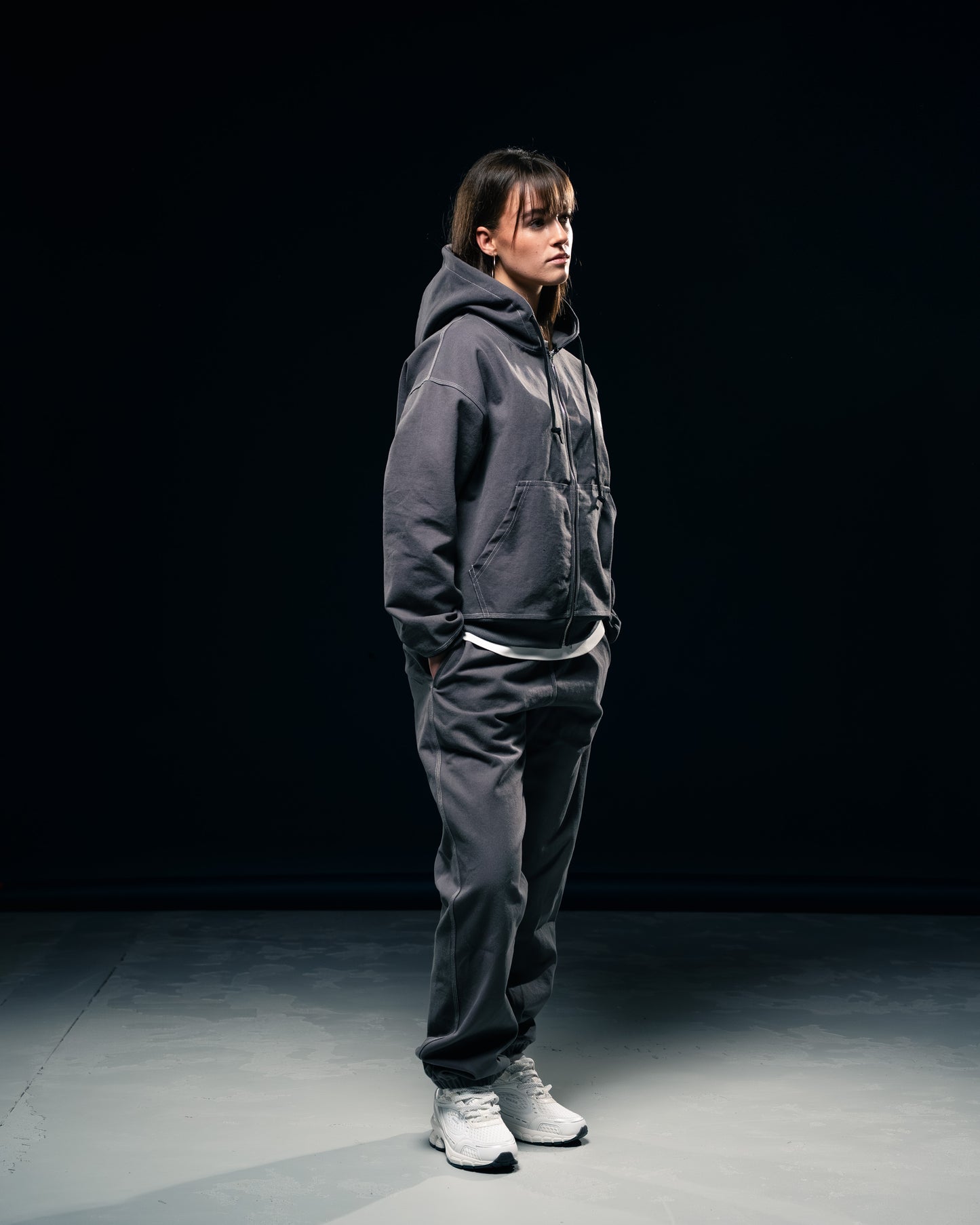 BLURRY RTM Canvas Workwear Hoodie Zip-Up (Steel Grey)