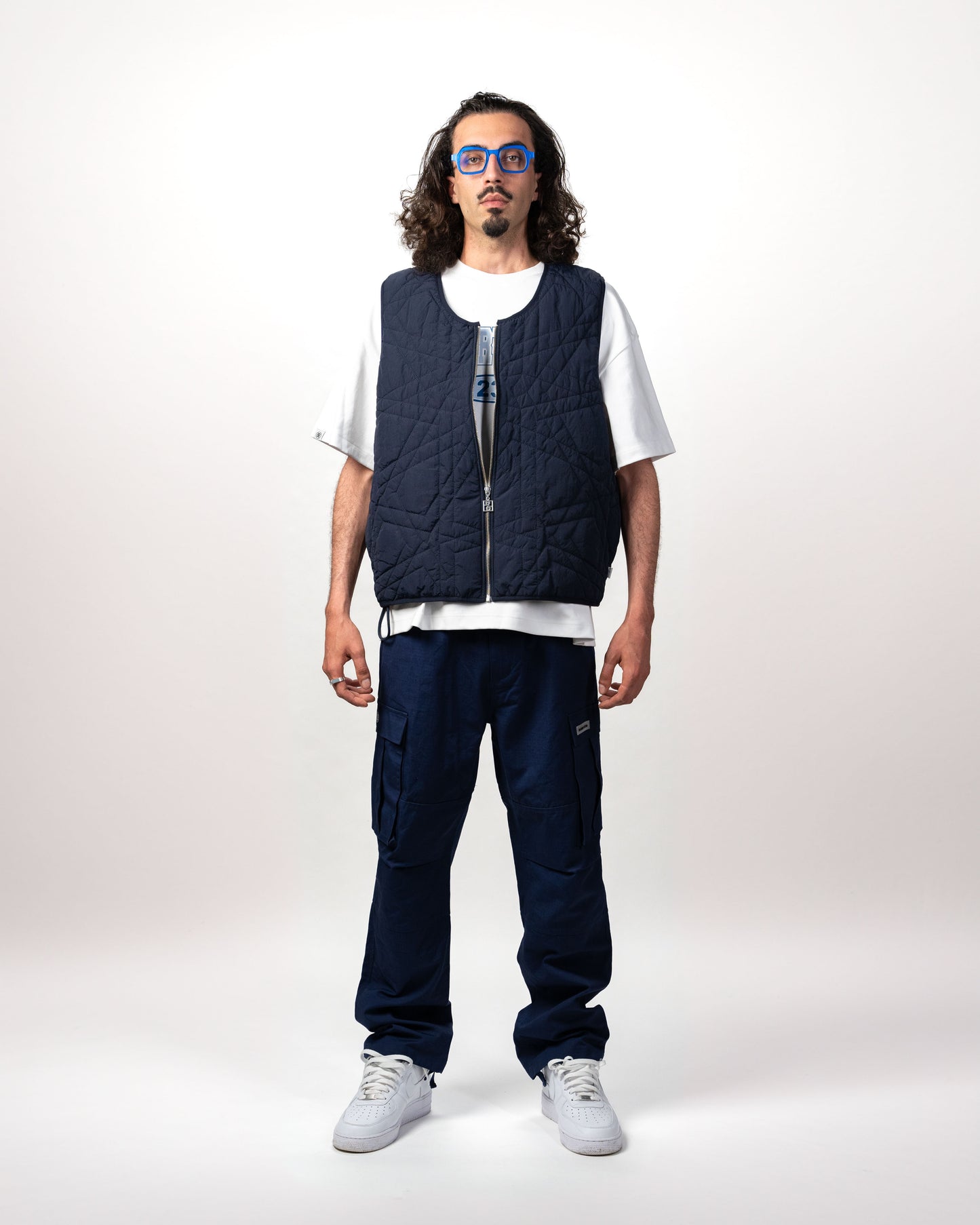 BLURRY RTM Arabesque Quilted Vest (Navy Blue)