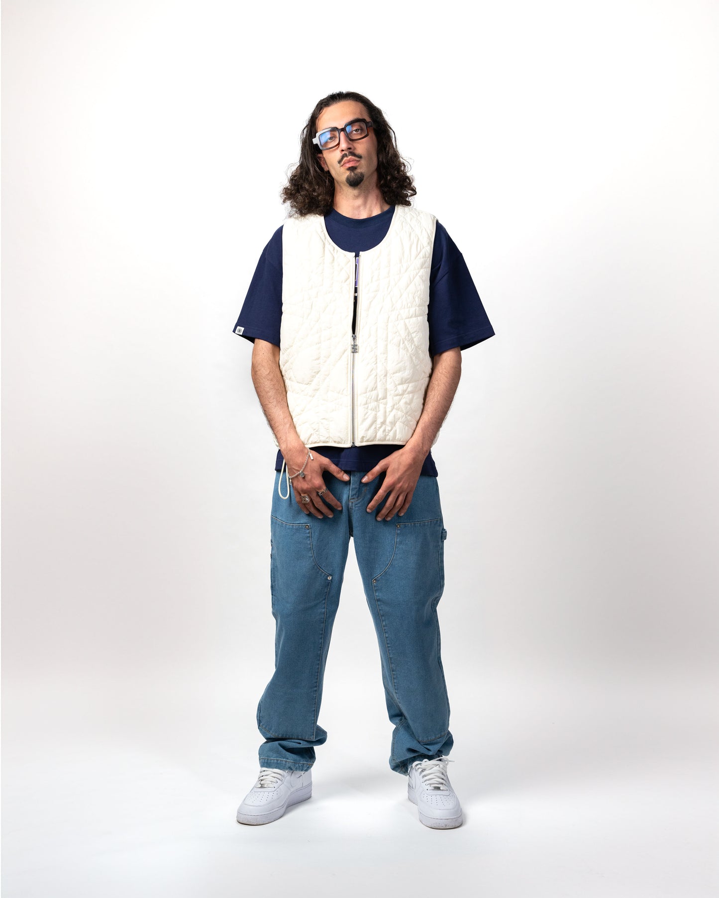 Blurry Carpenter/Double-knee Denim Pants (Stonewashed Light Blue)