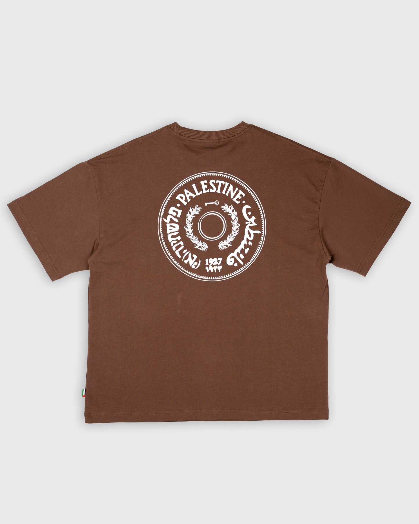 BLURRY PALESTINE 1927 COIN T-Shirt (Mocha Brown/White)