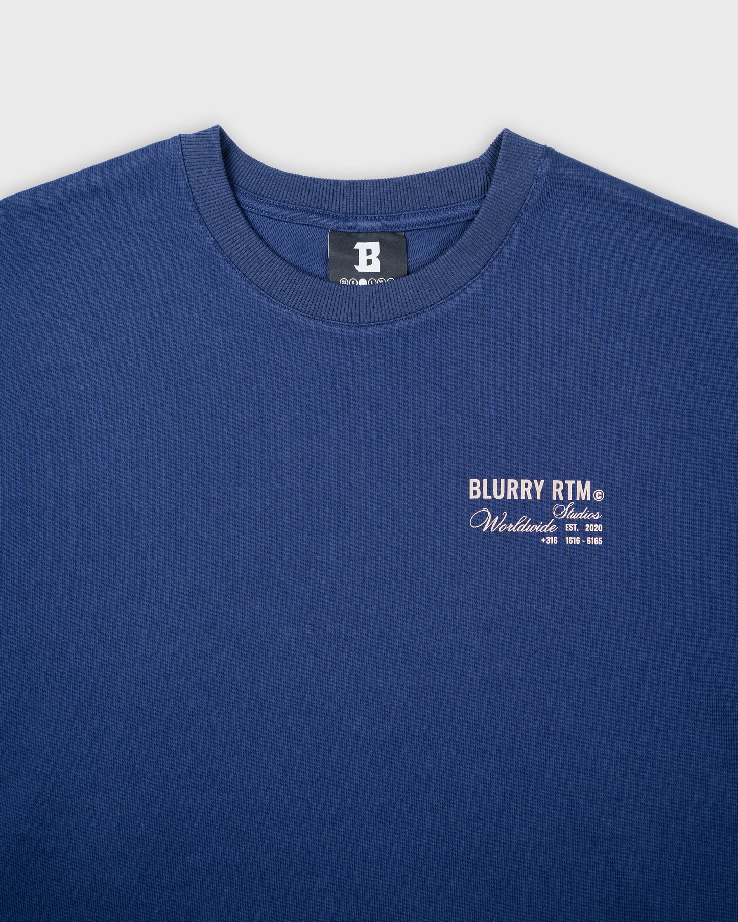 BLURRY RTM A DIY PROJECT T-Shirt (Navy Blue/Beige)