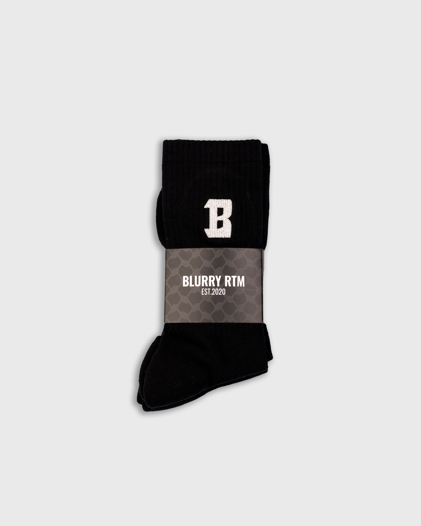 Blurry B Logo Cushioned Crew Socks 2-Pack (Black)