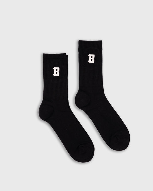 Blurry B Logo Cushioned Crew Socks 2-Pack (Black)