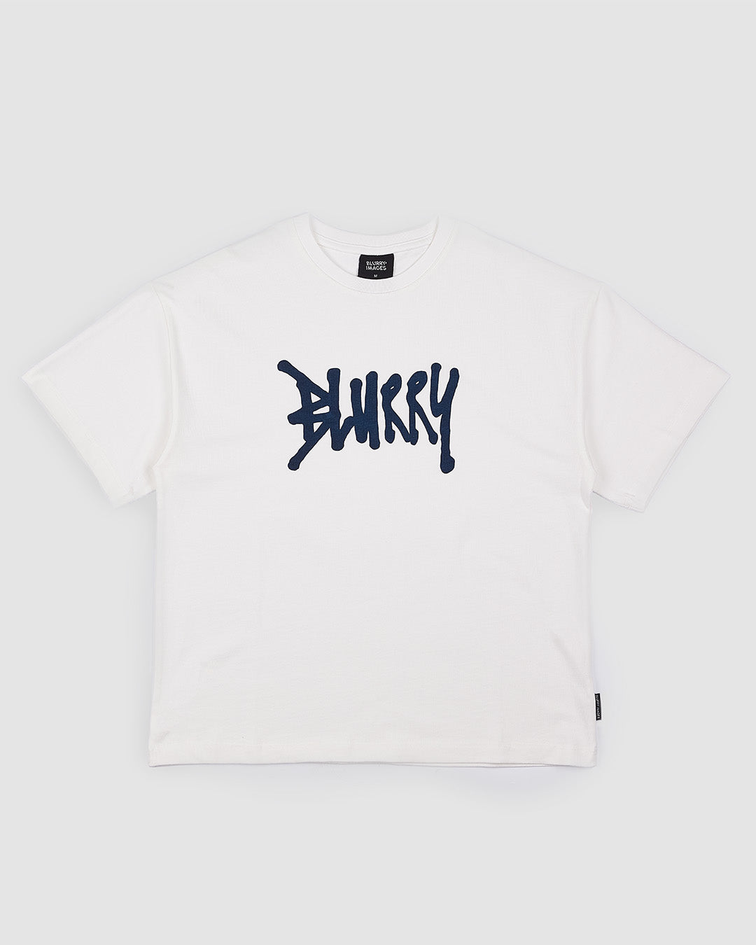 Blurry Script (White/Navy Blue)