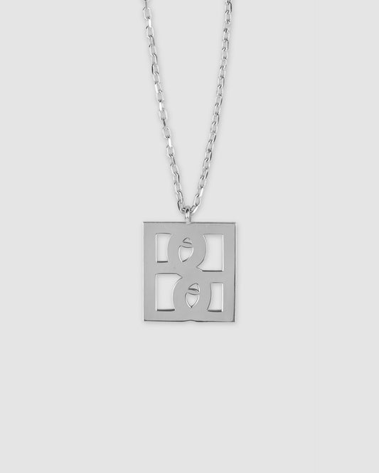Blurry Silver Monogram Pendant Chain
